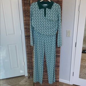Zara Teal and Navy Geometric Jumpsuit